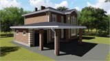 Проект дома D-134. Дом с навесом для машины D-134 - фото 35711