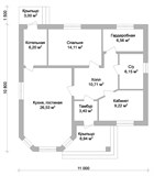 Проект дома A-009. Одноэтажный дом с одной спальней A-009 - фото 36465