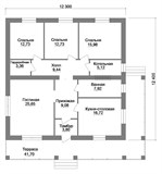 Проект дома C-238. Одноэтажный дом с террасой и 3 спальнями C-238 - фото 37504