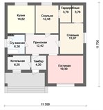 Проект дома A-079. Дом 100 кв, 2 спальни A-079 - фото 38912